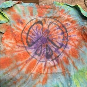 Delta Tie-Dye with Purple Peace Sign and Orange Accents
